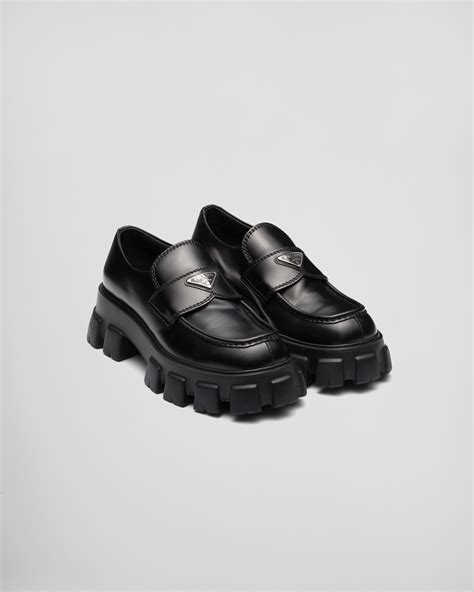 prada monolith moccasin|prada leather loafers.